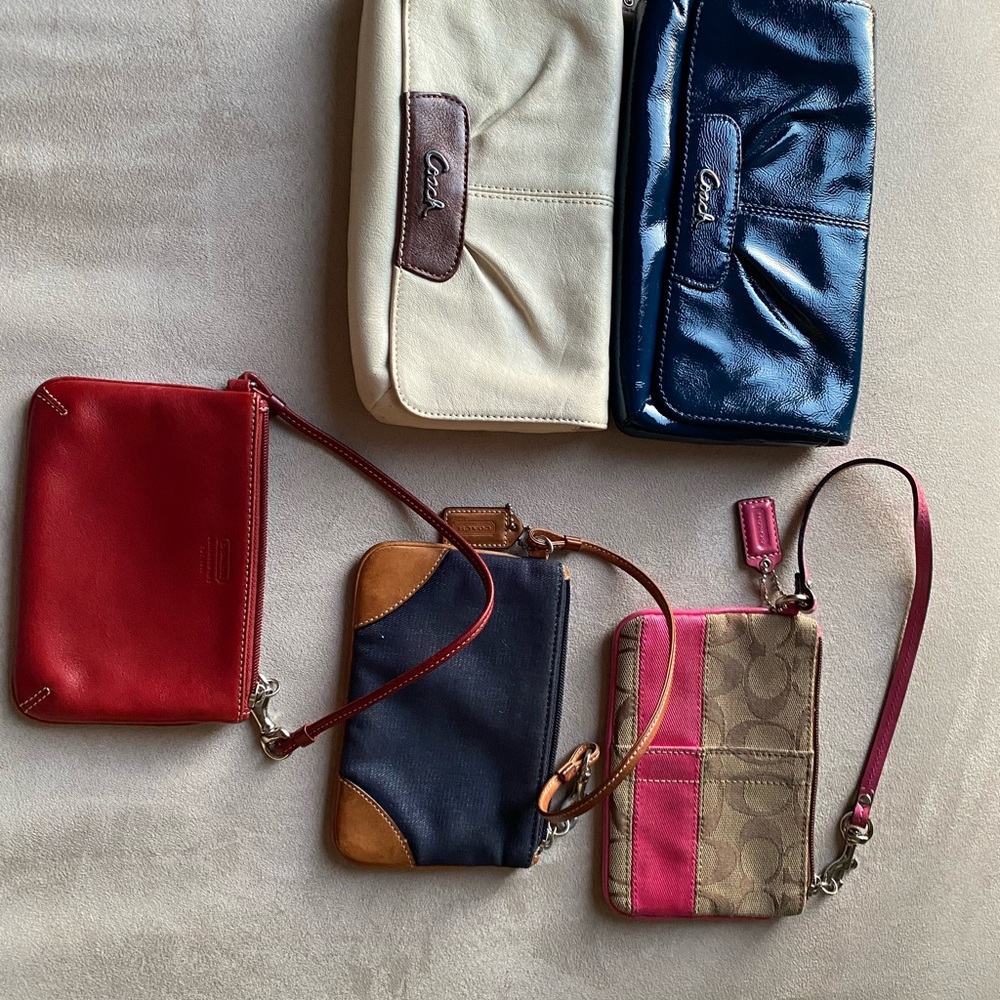 Lot of 5 COACH wristlets 3 mini 2 regular size